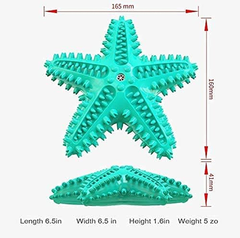 Squeaky Dog Chew Toys for Aggressive Chewers- Dog Toothbrush Toy Durable Chew Sticks for Puppies Teething- Rubber Floating Toy Interactive Puppy Tots Toy for Training Small Medium Dogs (Blue Starfish)