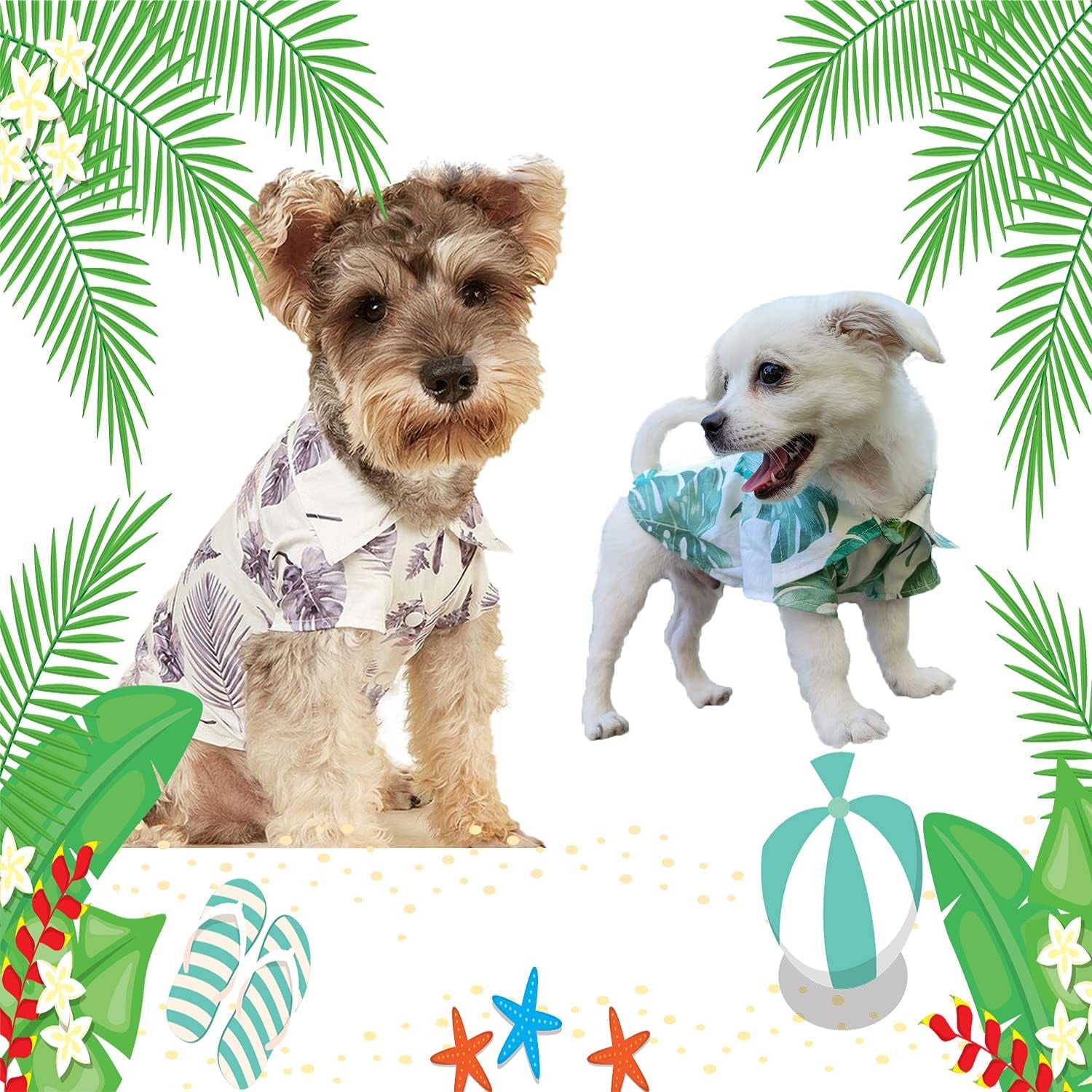 Dog Hawaiian Shirt Coconut Tree Print Summer Tee Shirts for Small/Medium Dogs/Cats (Green, M)