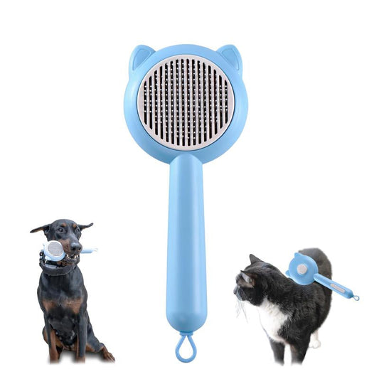 Corbin Bear Grooming Brush - Lightweight, Soothing, Massaging Brush for Cats and Dogs, Untangling and Hair Removal. Easy to Clean (Blue)